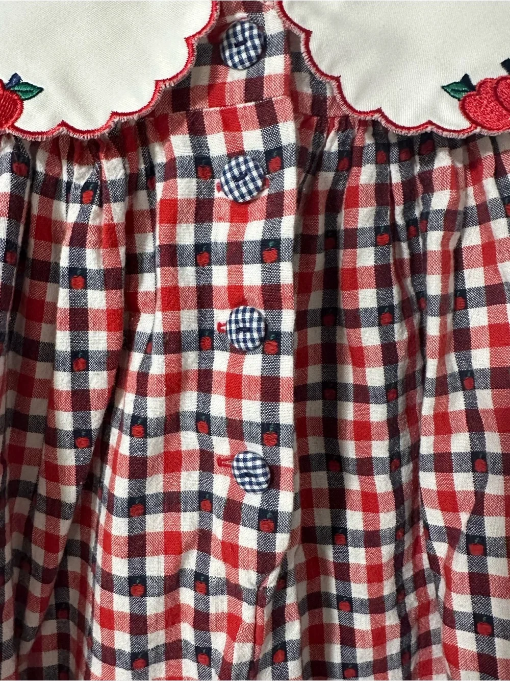 Vintage Bonnie Baby Plaid Bear Appliqué Bubble Romper
